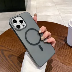 Luxury Matte Translucent Magnetic Charging Case - Ultra-Thin Back Cover for iPhone 12 Pro Max (Black)