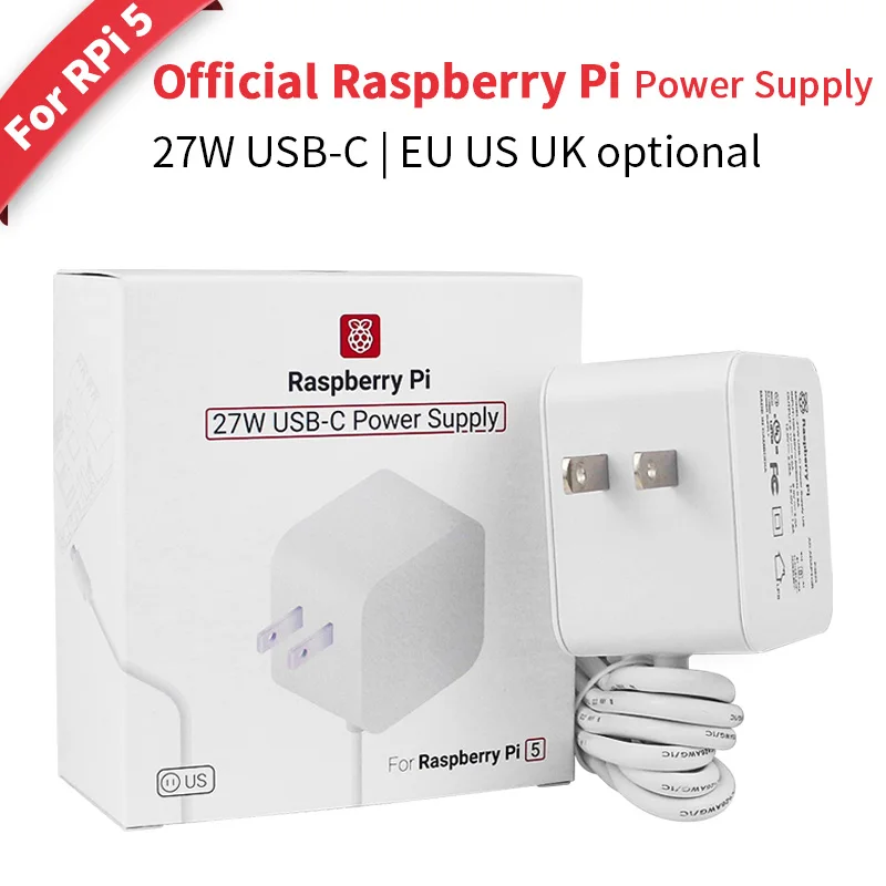 Raspberry Pi 27W USB-C Voeding Officiële Voedingsadapter 5.1V 5a Pd Opladen Optioneel Eu Us Uk Plug Voor Raspberry Pi 5