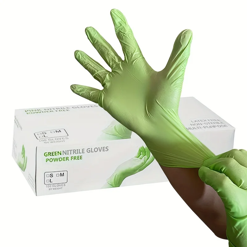 100/50/20PCS Light Green Nitrile Gloves for Kitchen Household Cleaning Tool Garden Gloves Waterproof Work