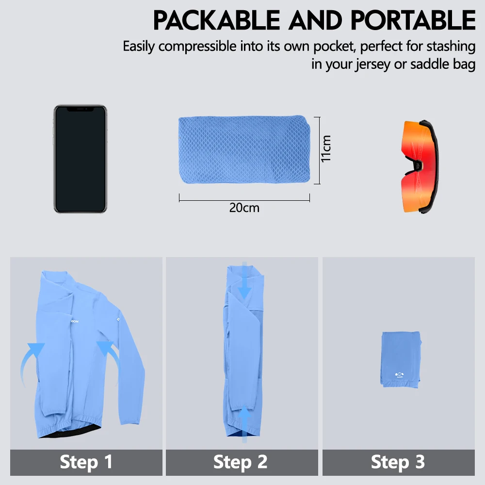 RION Cycling Jacket Men's Windbreaker Bicycle Coat Bike Clothing Pro MTB Jackets Packable Windproof UPF 50+ Lightweight Autumn - Image 3