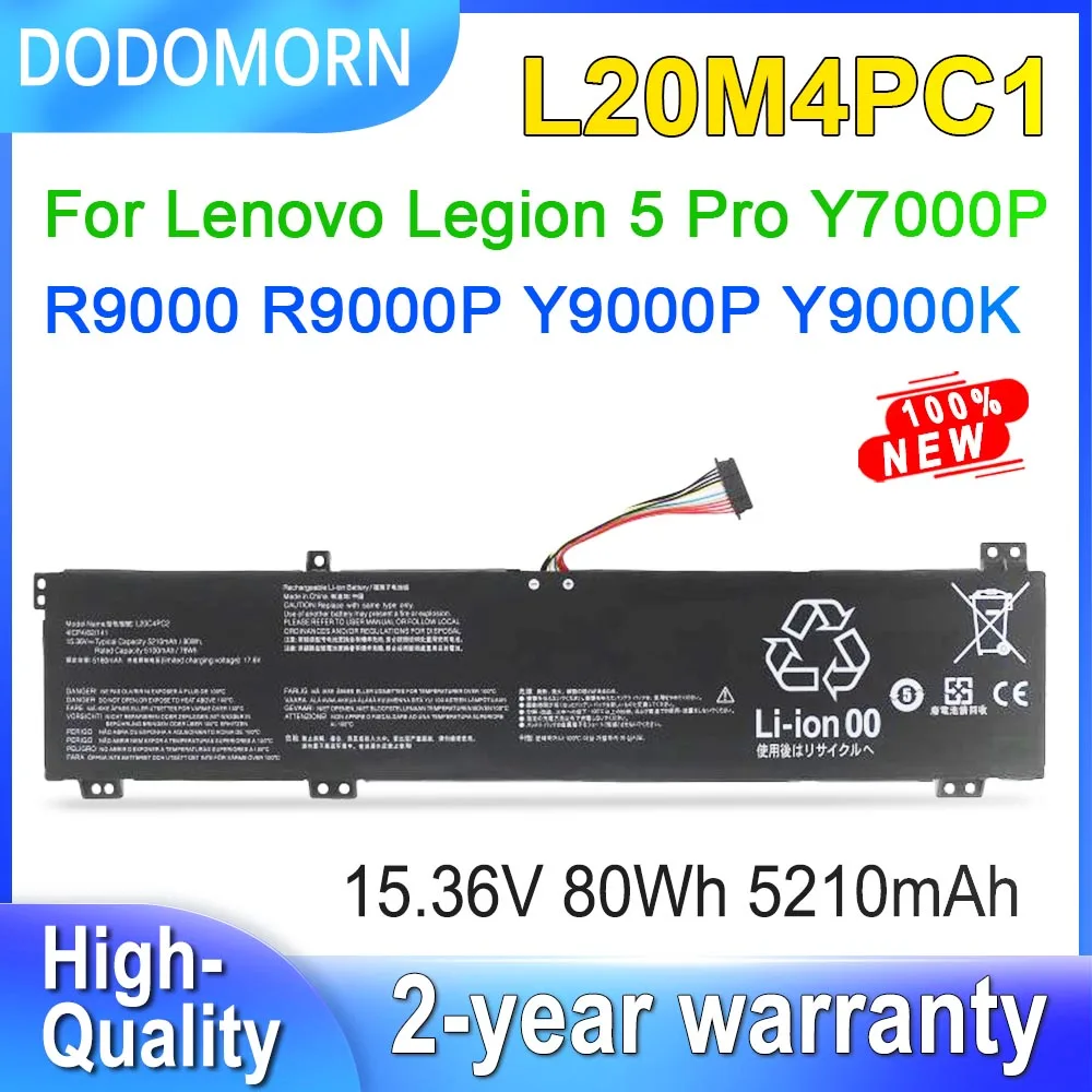 

DODOMORN L20M4PC1 Laptop Battery For Lenovo Legion 5 Pro Y7000P Y9000P R9000P Y9000K 2021 L20M4PC2 L20C4PC1 L20C4PC2 15.36V 80Wh