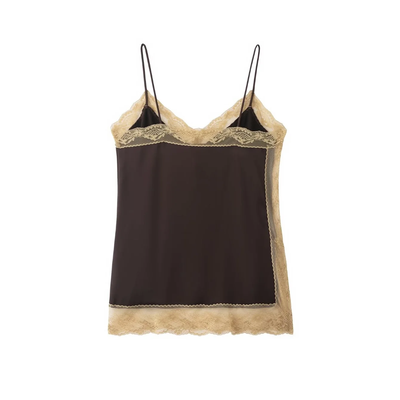 Women Silk Satin Lace Color Blocking Half Skirt Set Or Female Summer Sexy Fashion Short Top Or Lady Mid-Waist A-Line Short Skirt