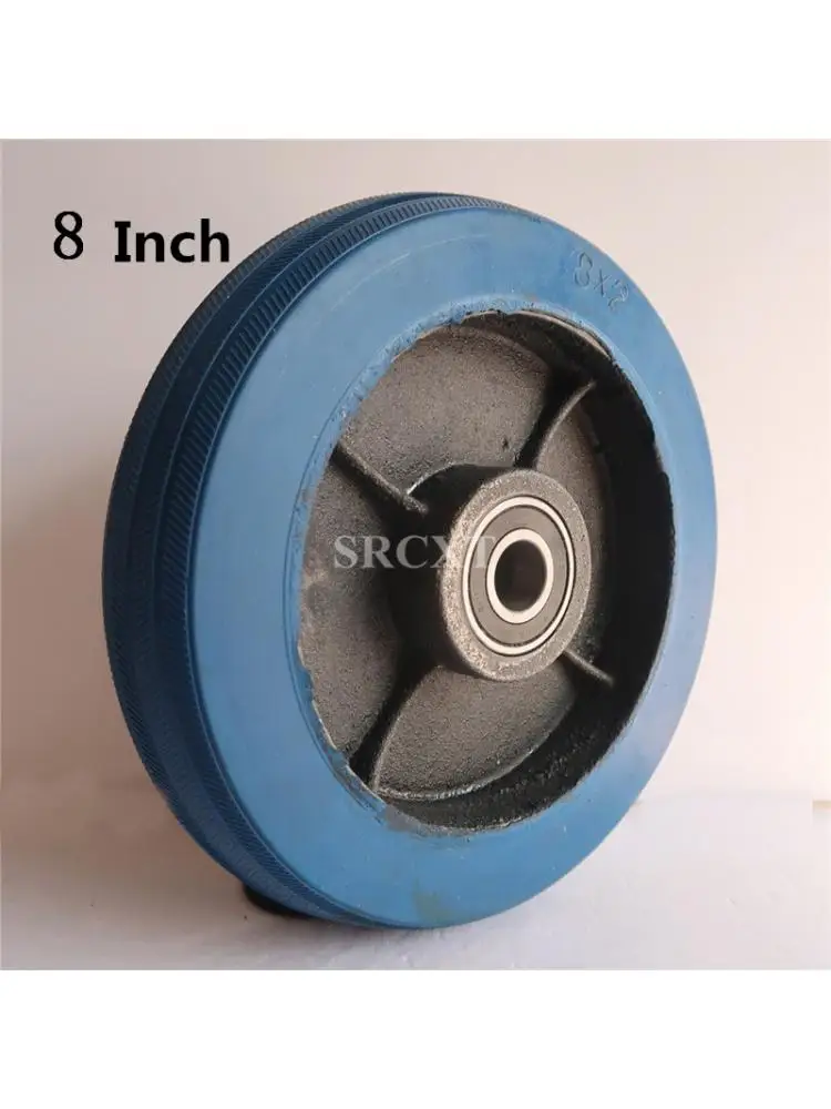 

1 Pc 8 Inch Single Wheel Caster Heavy Blue Elastic Wear-Resistant Flat Driver Cart