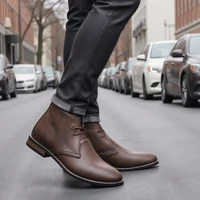 Retro Style Men Boots leather boots Men Ankle Boots #KD581 - Image 4