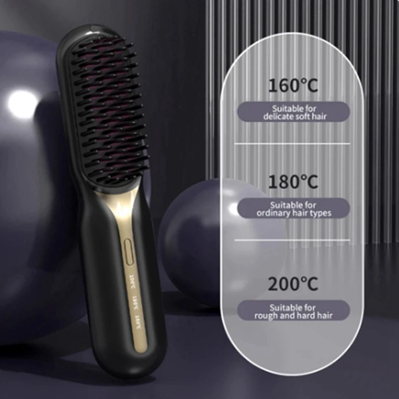 AGOUP Cordless Hair Straightener Hot Heating Comb Professional Electric Brush For Hair Smoothing Iron Negative Care