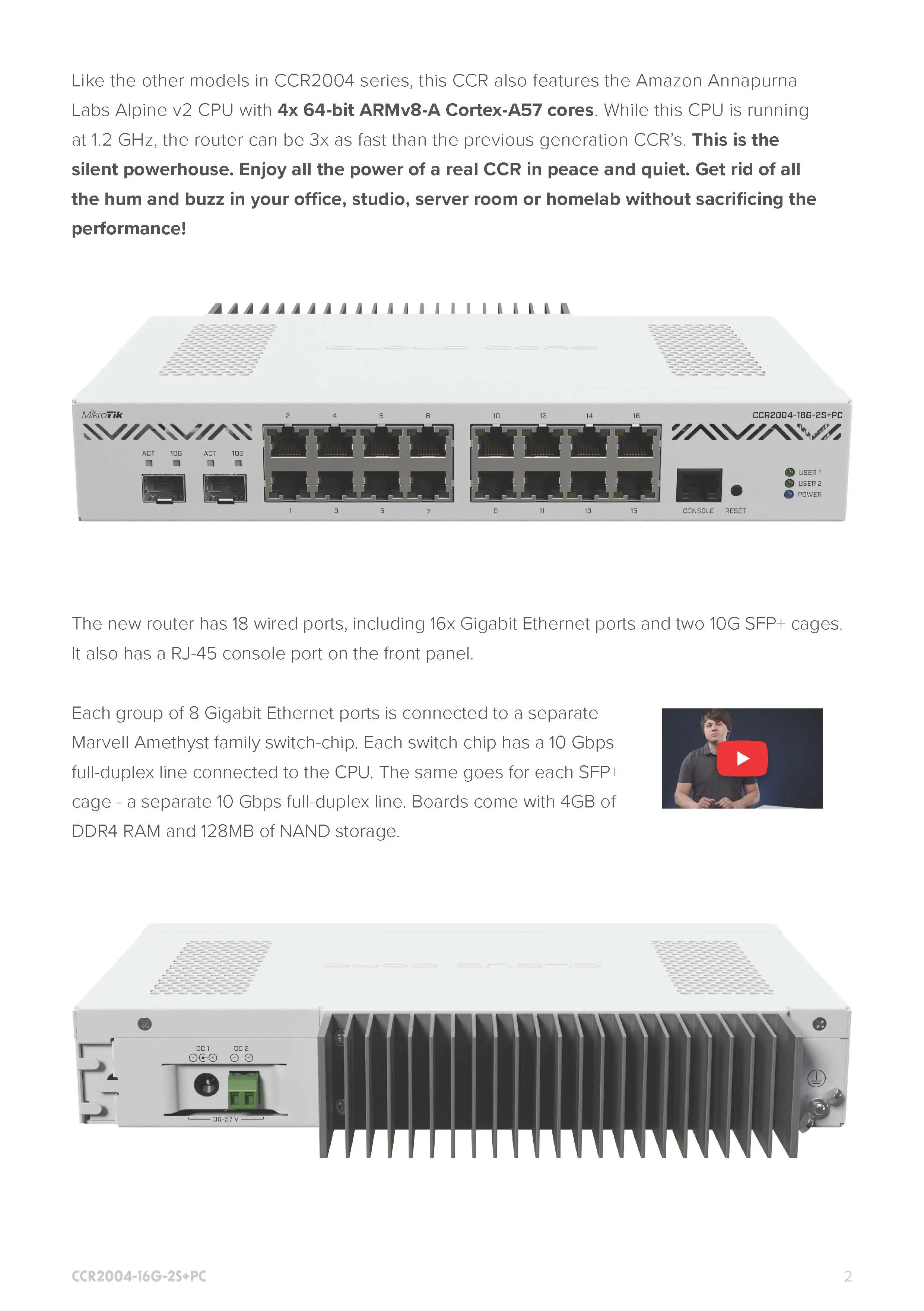 Mikrotik CCR2004-16G-2S+PC or CCR2004-16G-2S+ CCR2004 Series