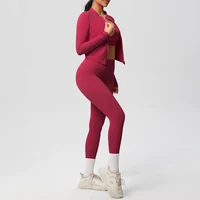 3 pièces vêtements de sport Yoga ensemble gymnastique sport soutien-gorge veste à glissière Leggings vêtements vêtements de sport Yoga costumes pour femmes Fitness ensemble survêtement 6