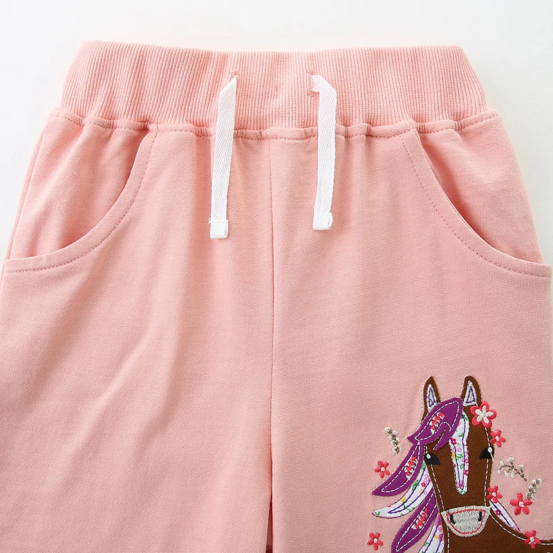 Little maven Summer Cartoon Embroidered Unicorn Pink Baby Girls Shorts Princess Pants Cotton Soft Kids 2-7years Sporty Pant