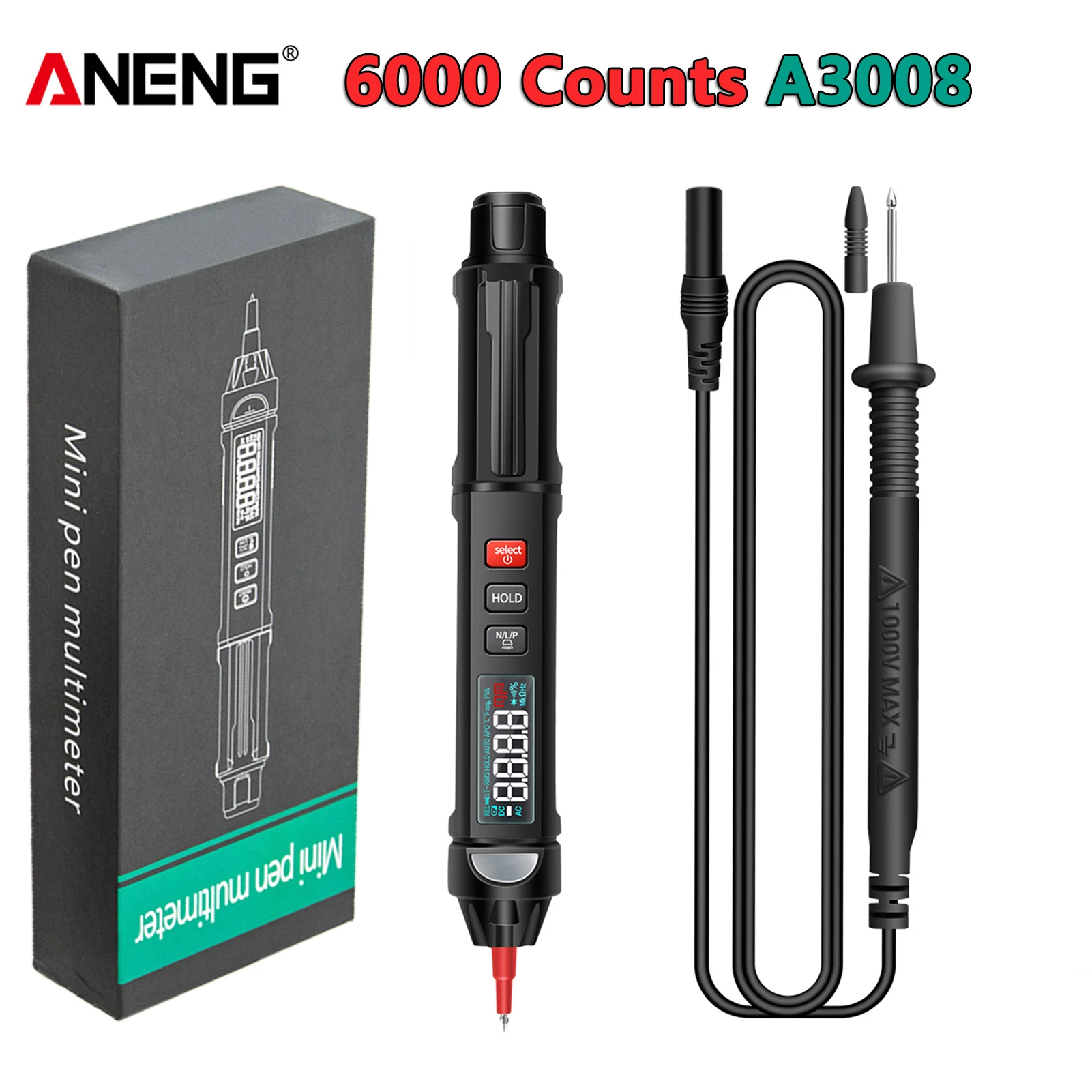 

Цифровой мультиметр ANENG, вольтметр, автомобильное зарядное устройство, 6000 отсчетов, измеритель напряжения, сопротивления, емкости, диодов, непрерывности, тестер, инструмент