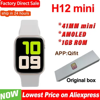 H12 Mini Amoled 1GB ROM Smart Watch 41mm Women Bluetooth Call Compass Music Recording NFC OS10 Album Sync Smartwatch