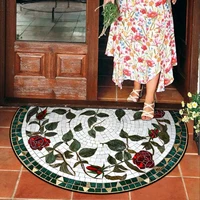 Door Entry Mat Entrance Doormat House Outdoor Floor Carpet Semi-circular Rug Floral Style Home Decoration Rugs Felpudo 입구 현관 매트 2