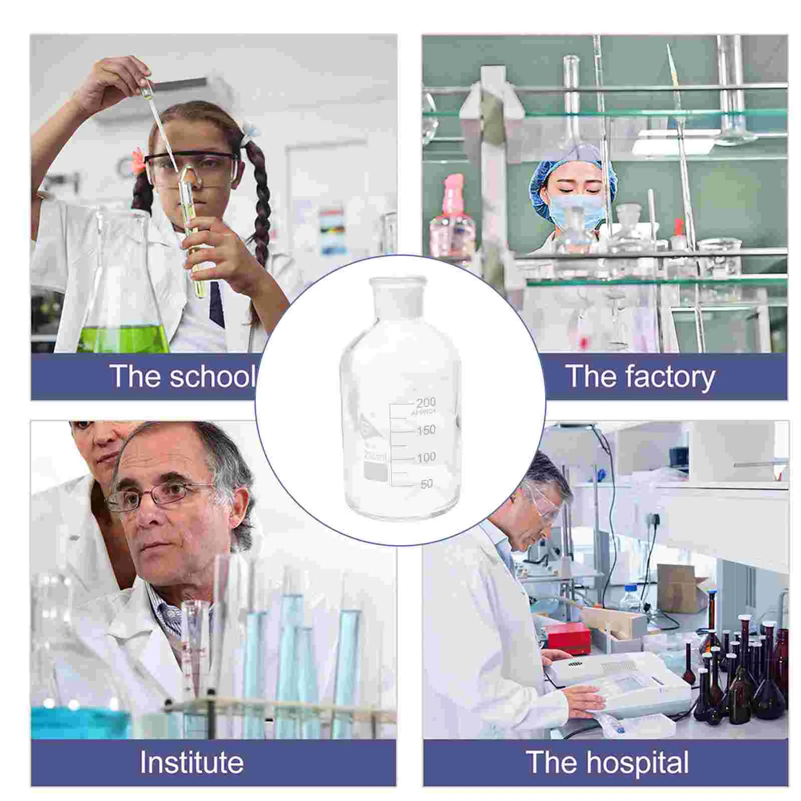Glass Reagent Bottle Chemicals Plant Decor with Cover Sample Laboratory Thickened glass reagent bottle