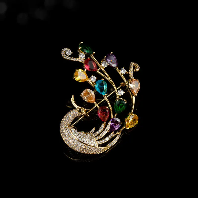 New Style Elegant Luxury Color Phoenix Brooch Small Luxury Light Delicate Corsage National Style Temperament Pin