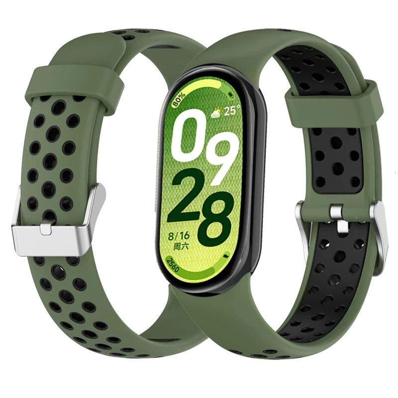 Sportarmband für Xiaomi Mi Band 10 9 8 Armband Zweifarbiges Silikonarmband für Miband 9 8 Armband Miband 10 Ersatzarmband – Detail 7
