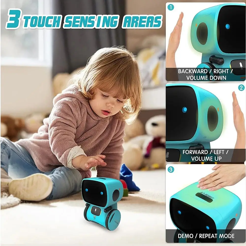 Emo Robot Intelligent Robots Russian & English & Spanish Version Voice & Touch control Toys Interactive Educational Children's G 2