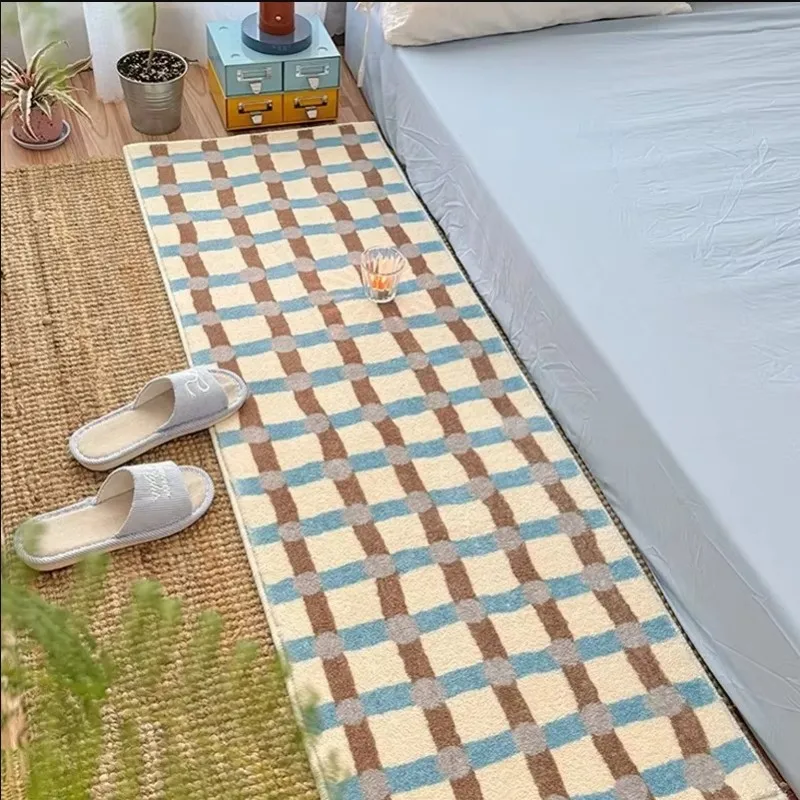 VIKAMA Tappeto da letto Ins Vento Tappeto Reticolo Camera semplice Camera da letto Tappetino da letto lungo Imitazione Acqua Finestra a bovindo Tappetino da balcone Decorazione della casa 2