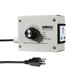 High - Power Adjustable Voltage Regulator with SCR Dimmer Functionality - 0 - 220V (USA PLUG 3 Pins)