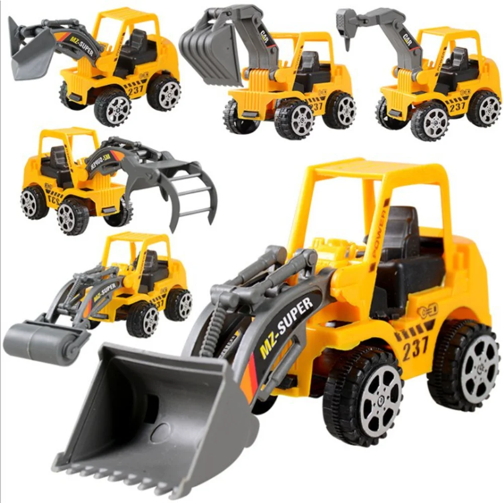 

6 Pcs Mini Baby Car Toys Construction Vehicle Inertial Engineering Forklift Bulldozer Road Roller Excavator Dump Truck Tractor