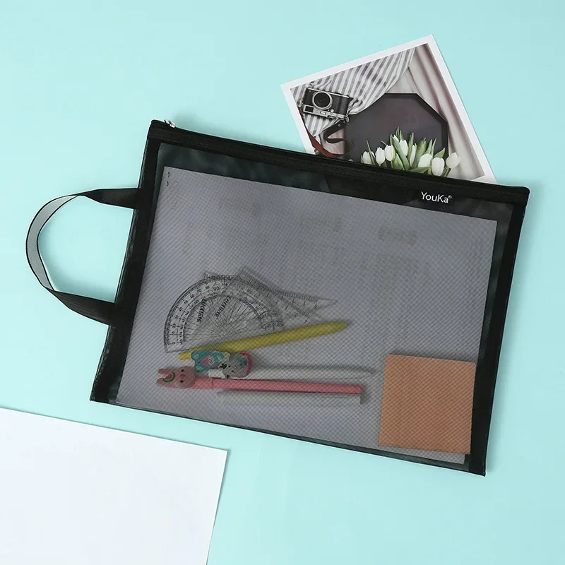 A4/A5/A6 Mesh Zipper Pouch Document Bag 1pcs