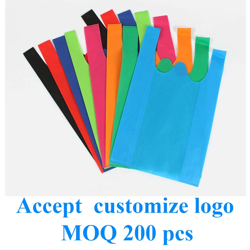 20 Pieces eco friendly Whosales Custom Printed Logo Gift Non Woven fabric Bag Items spermarket Customizable LOGO Reusable Bag