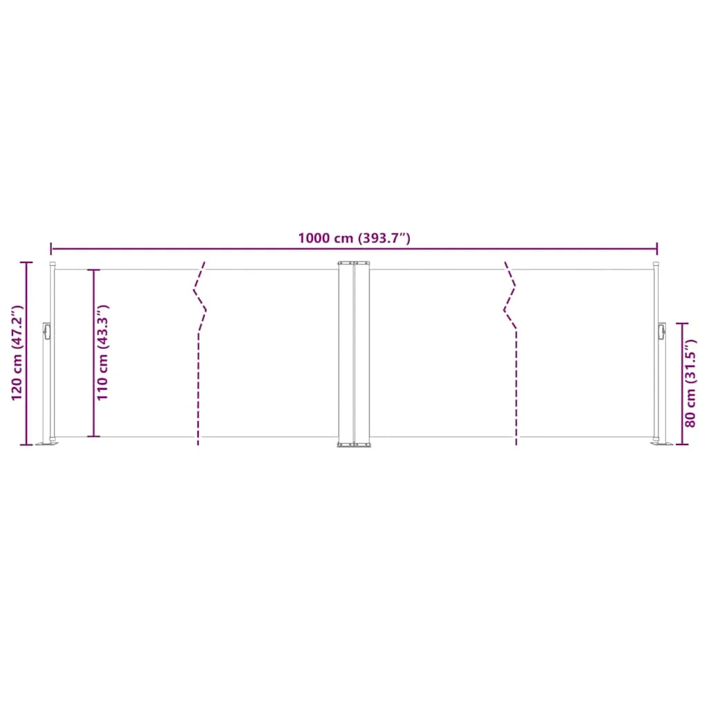 Einziehbares Seitenmarkise Anthrazit 120 x 1000 cm Ideal für Gärten, Terrassen und Höfe, bietet Schutz. – Detail 13