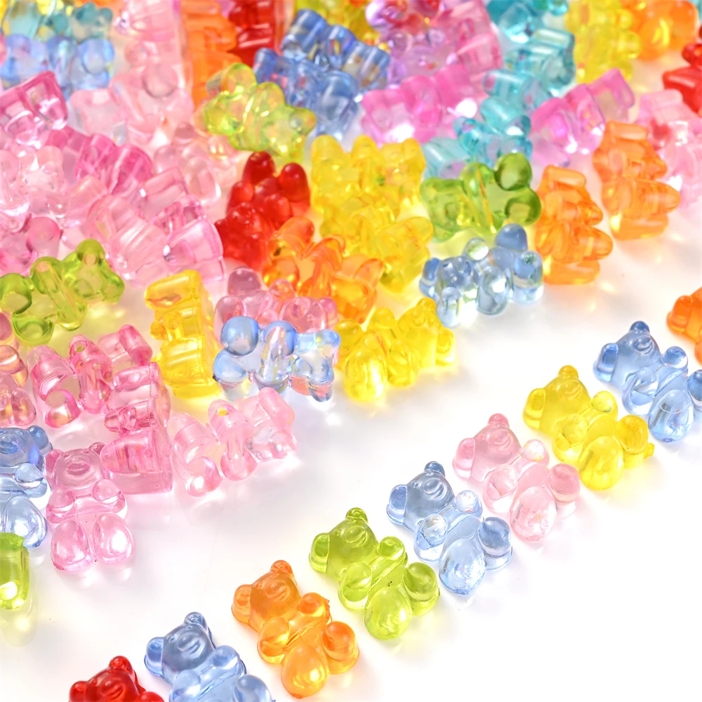 50/100 Stück gemischte Farben transparente Acrylperlen Bär Liebe Blume Stern Spacer Perlen für Schmuckherstellung DIY Armband Halskette