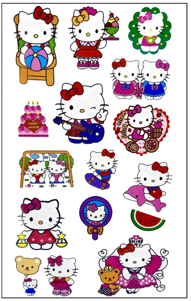 thumbnail image 1 of 5/2/1 Uds. Tatuaje de Hello Kitty pegatina decoración de cumpleaños pegatina impermeable Kuromii pegatina para el cuerpo Baby Shower niñas regalo fiesta suministros, 1 of 5