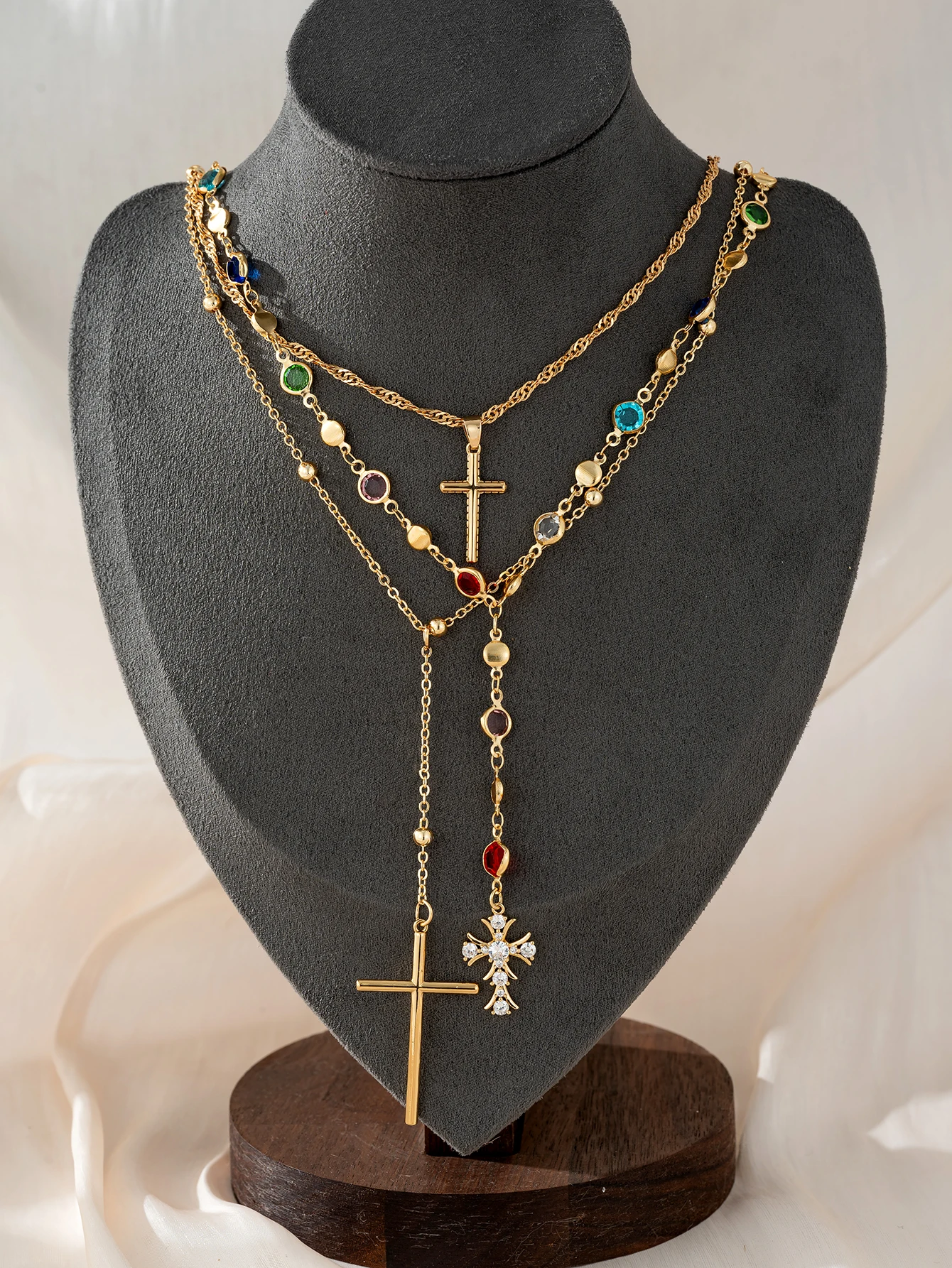 Golden Cross Jet Necklace for Women