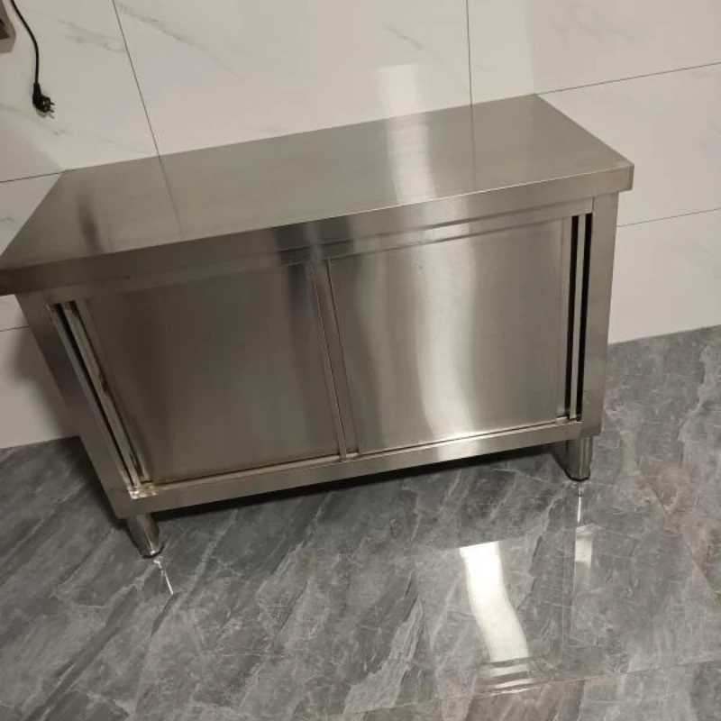 Stainless Steel Kitchen Cabinet Workbench Commercial Operating Table for Hotel Home Cupboard with Sliding Door Kitchen Furniture 5