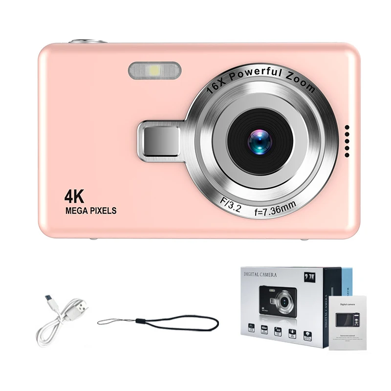 מצלמת ילדים CCD 1080P דיגיטלית 96 מגה פיקסל עם אוטופוקוס, זום 16X, מסך IPS בגודל 2.4 אינץ' לצילום מבוגרים