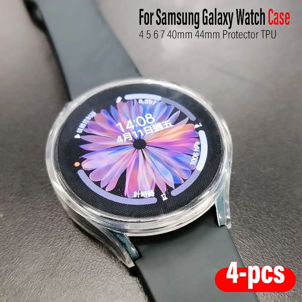 1-4개 삼성 갤럭시 워치 4 5 6 7 40mm 44mm 보호 케이스 TPU 커버 실리콘 범퍼 스크린 보호 액세서리