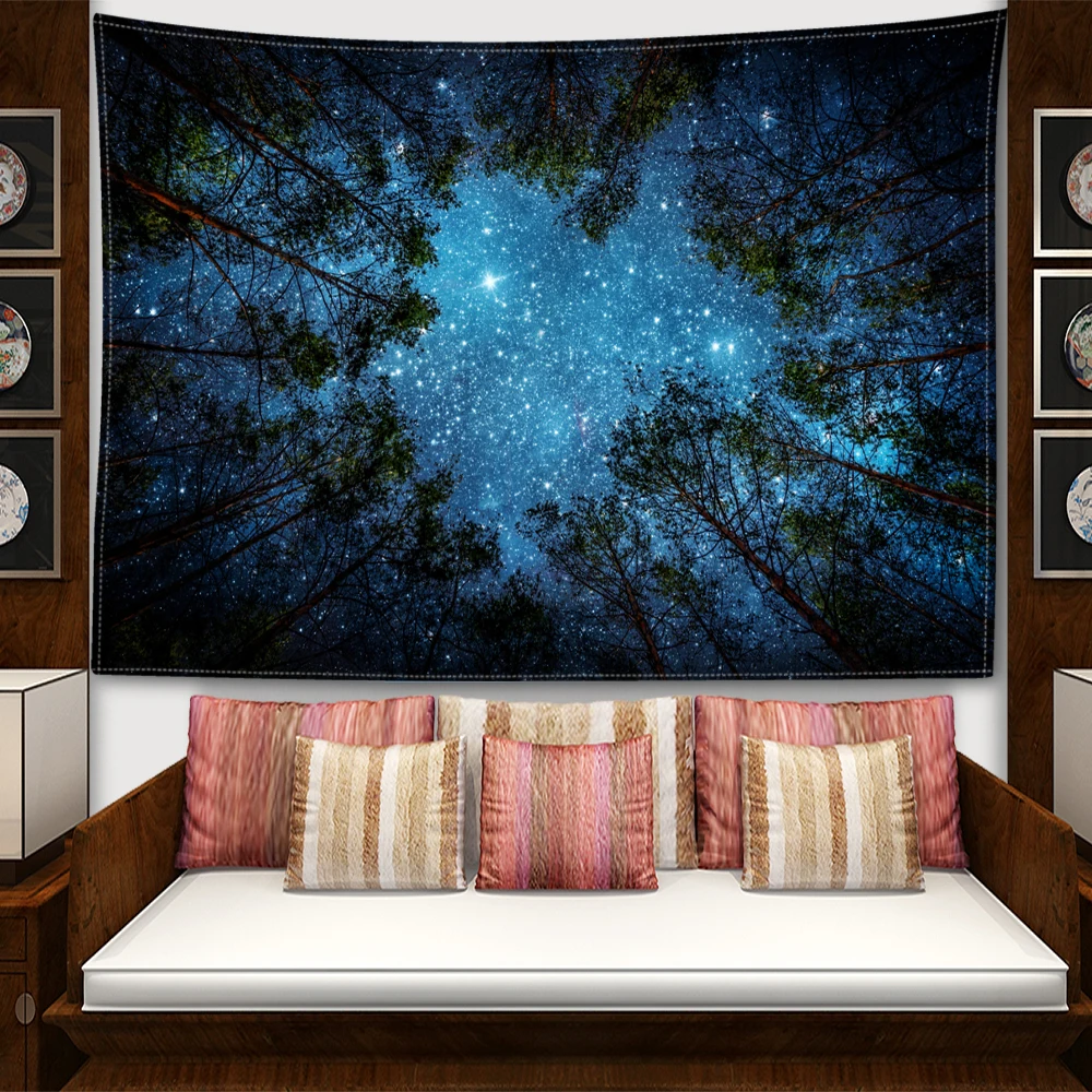 MEKPAM Bellissimo Scenario Naturale Foresta Grande Arazzo Da Parete Stampato Appeso A Parete Arazzi Bohémien Mandala Estetica Decorazioni Per La Casa 150X130cm