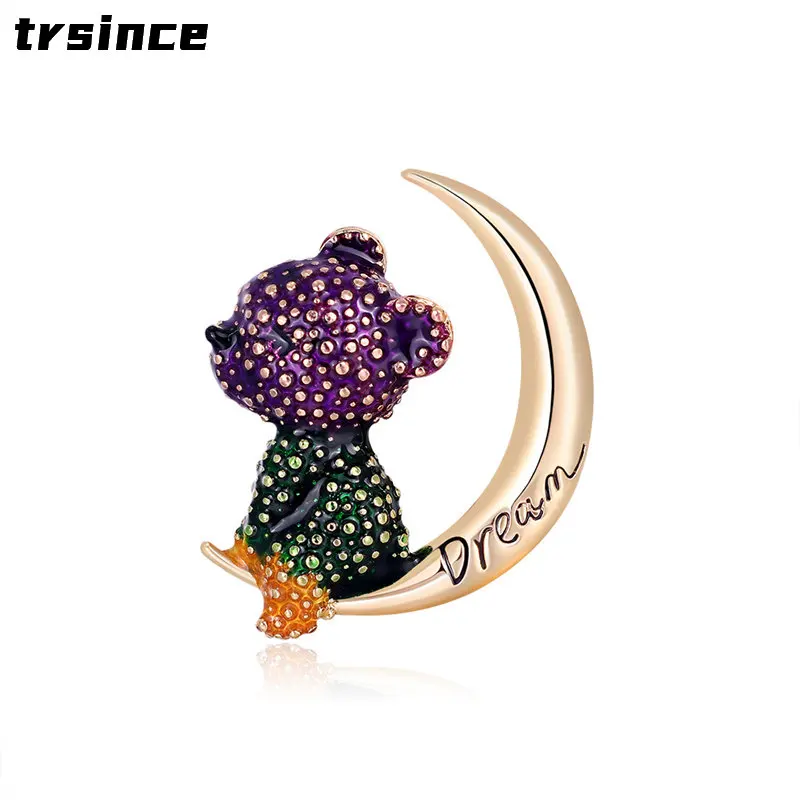

Alloy Cartoon Moon Bear Brooch Drip Oil All-match Creative Corsage Clothing Accessories Pin Girlfriend Gift Jacket Accessories