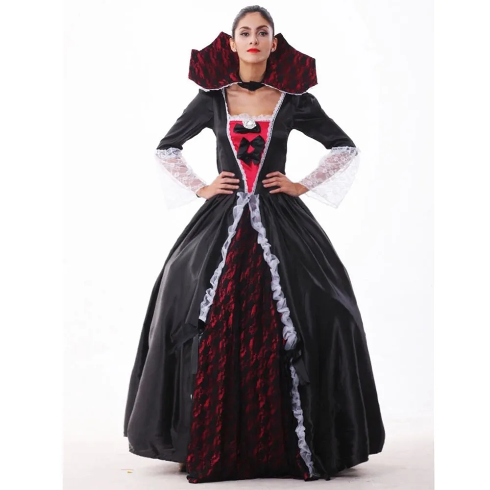 

Hight Quality Women Halloween Costumes Vampire Zombie Queen Cosplay Party Carnival Costumes Vintage Steampunk Medieval Dresses