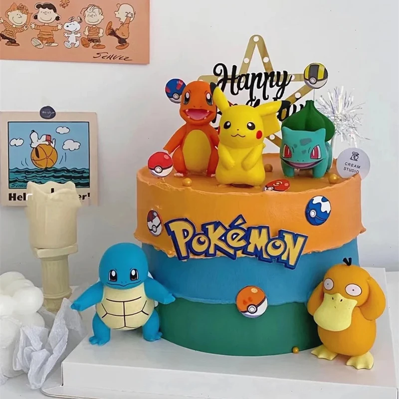 13Pcs/set Pokemon Cake Topper Pikachu Anime Figure Party Happy Birthday Pokemon Cake Decoration Supplies Boy Ornaments Kids Gift 3