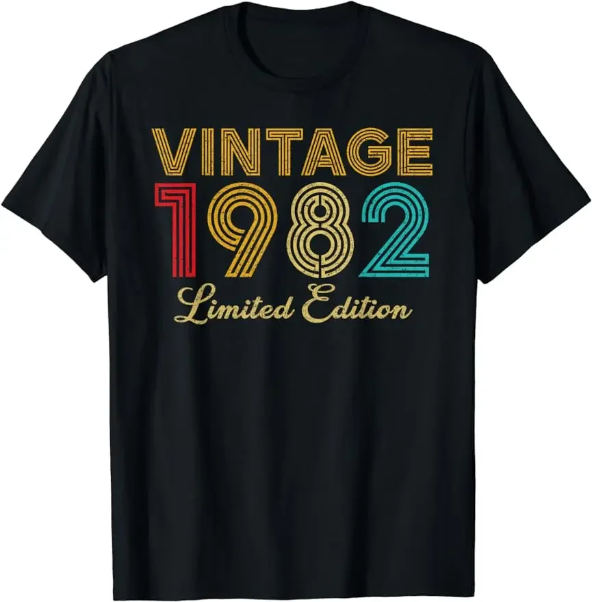 

Fashion Birthday Gifts for Men Women Summer Streetwear TShirt Vintage Born 1982 Retro Birthday Gifts for Men's Graphic T-Shirts