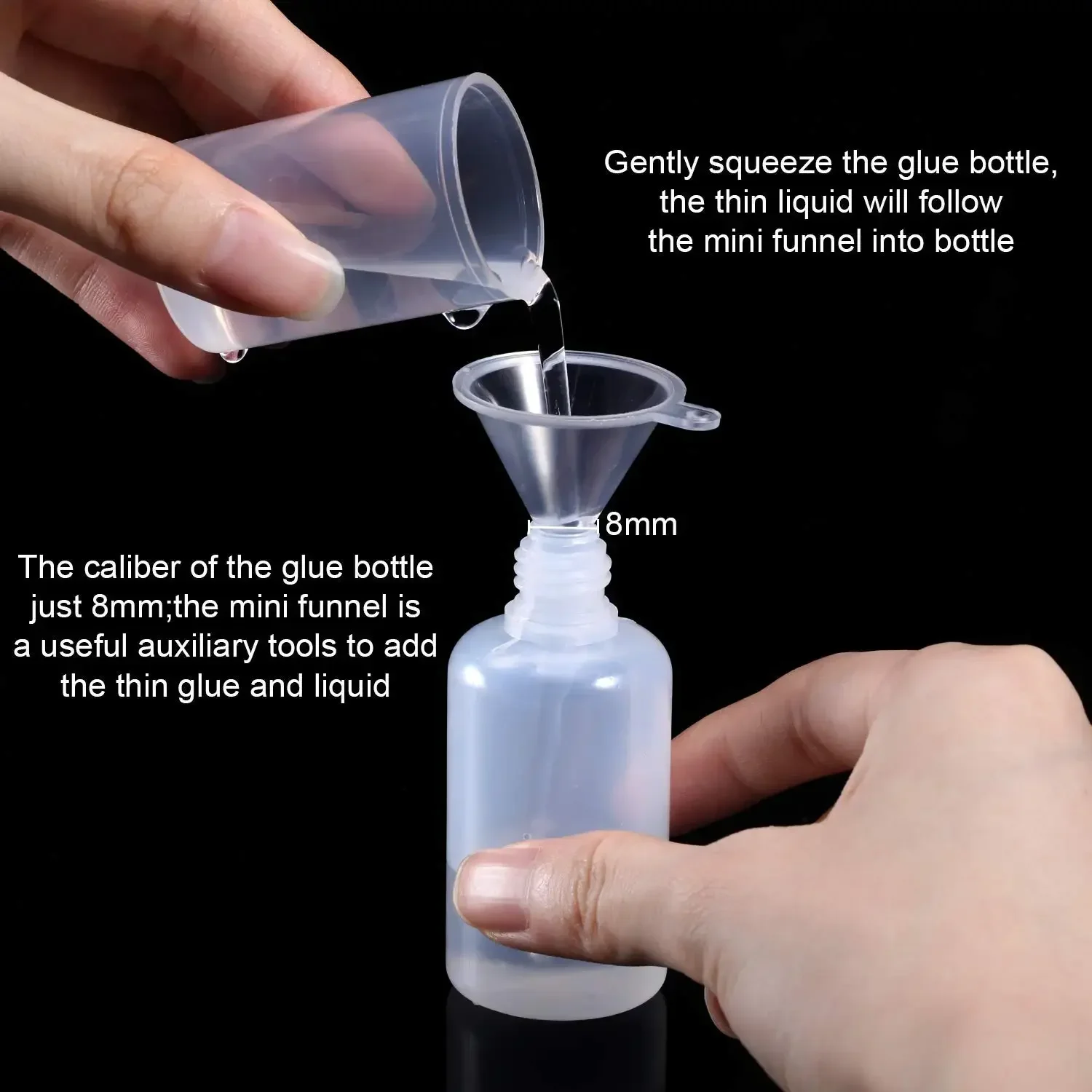 20PCS 5ml-120ml Dropper Bottles Plasitc LDPE Empty Squeezable Eye Juice Essecn Container CRC Cap Long Dropper Tip + Funnels