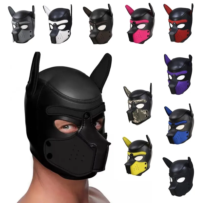 Maschera puppy play in neoprene per gioco di ruolo petplay_voghion.com