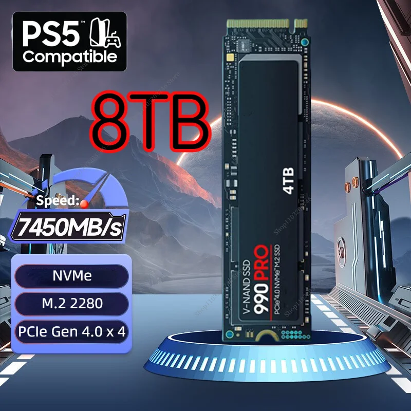 

2024 Original SAM SSD NVMe M.2 2280 990 PRO 4TB 2TB Internal Solid State Drive PCIe Gen 4.0 x 4 for Desktop Computer Laptops PS5