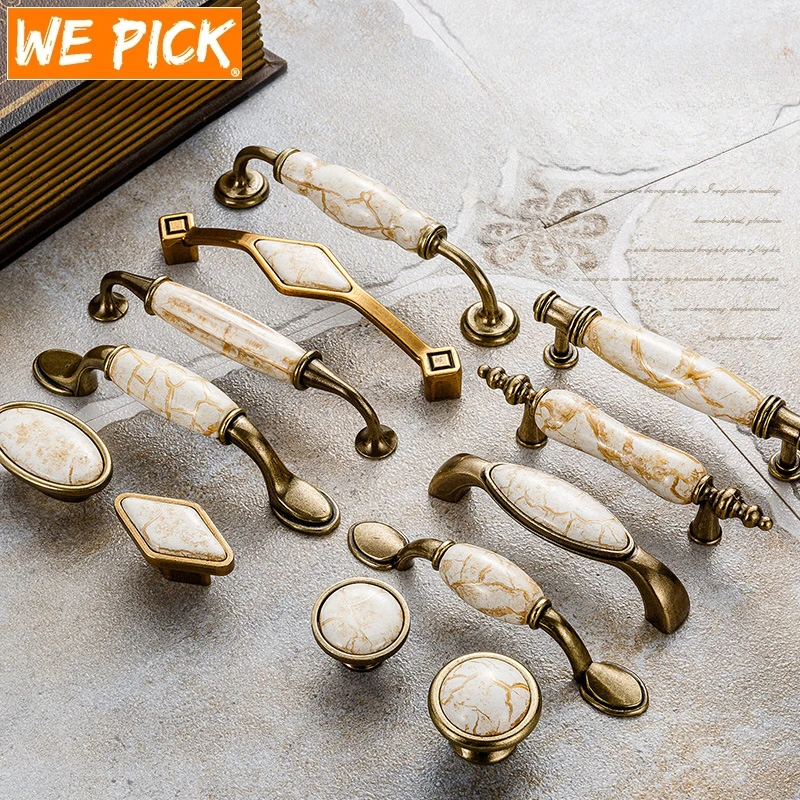 

Antique Furniture Handles Marble Vein Knobs and Handles Ceramic Handles for Kitchen Cupboards Cabinet Door knobs Drawer Pulls