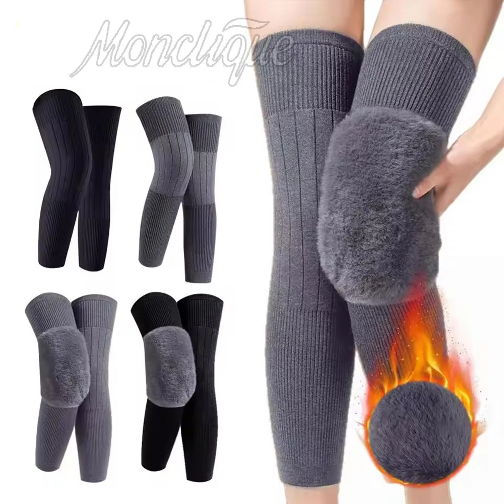 Thickened Warm Knee Pads Windproof Coldproof Velvet Winter Elastic Legs Knee Sleeve Unisex for Fitness Running Office Workers