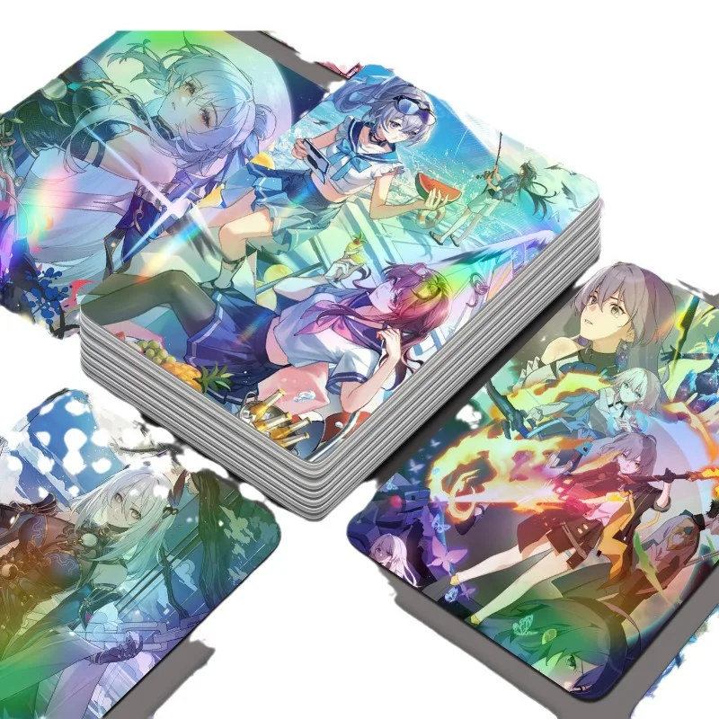 55pcs/set Game Honkai: Star Rail Laser Mini Card Anime Peripheral High Definition Creative Exquisite Photocard Fans Gift