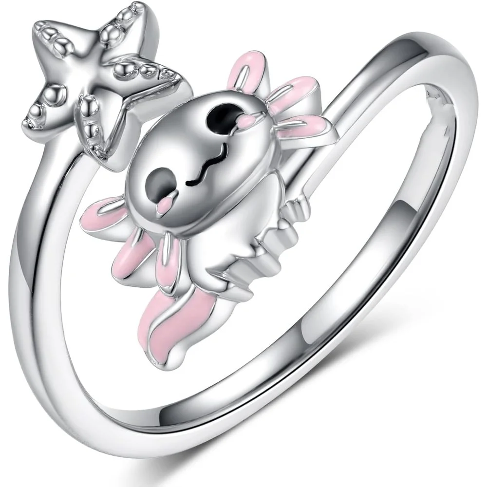 1pc Axolotl Ring Cut Axolotl Adjustable Rings Animal Valentine's Day Birthday Party Gift Jewelry rings for women