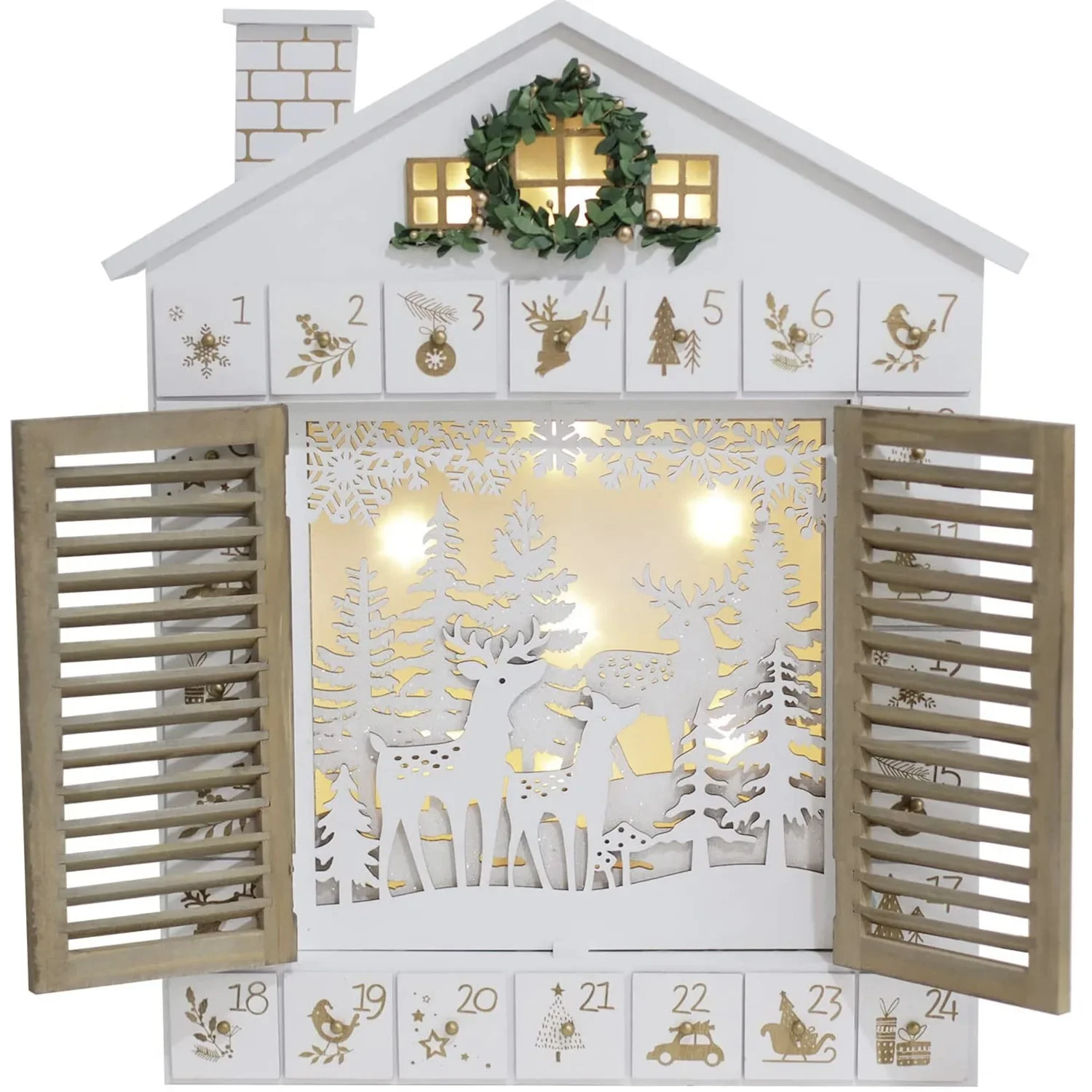 

Wooden Countdown Calendar Gift Box Christmas Gift Box Wooden LED24 Christmas Countdown Calendar Decoration Christmas Ornaments