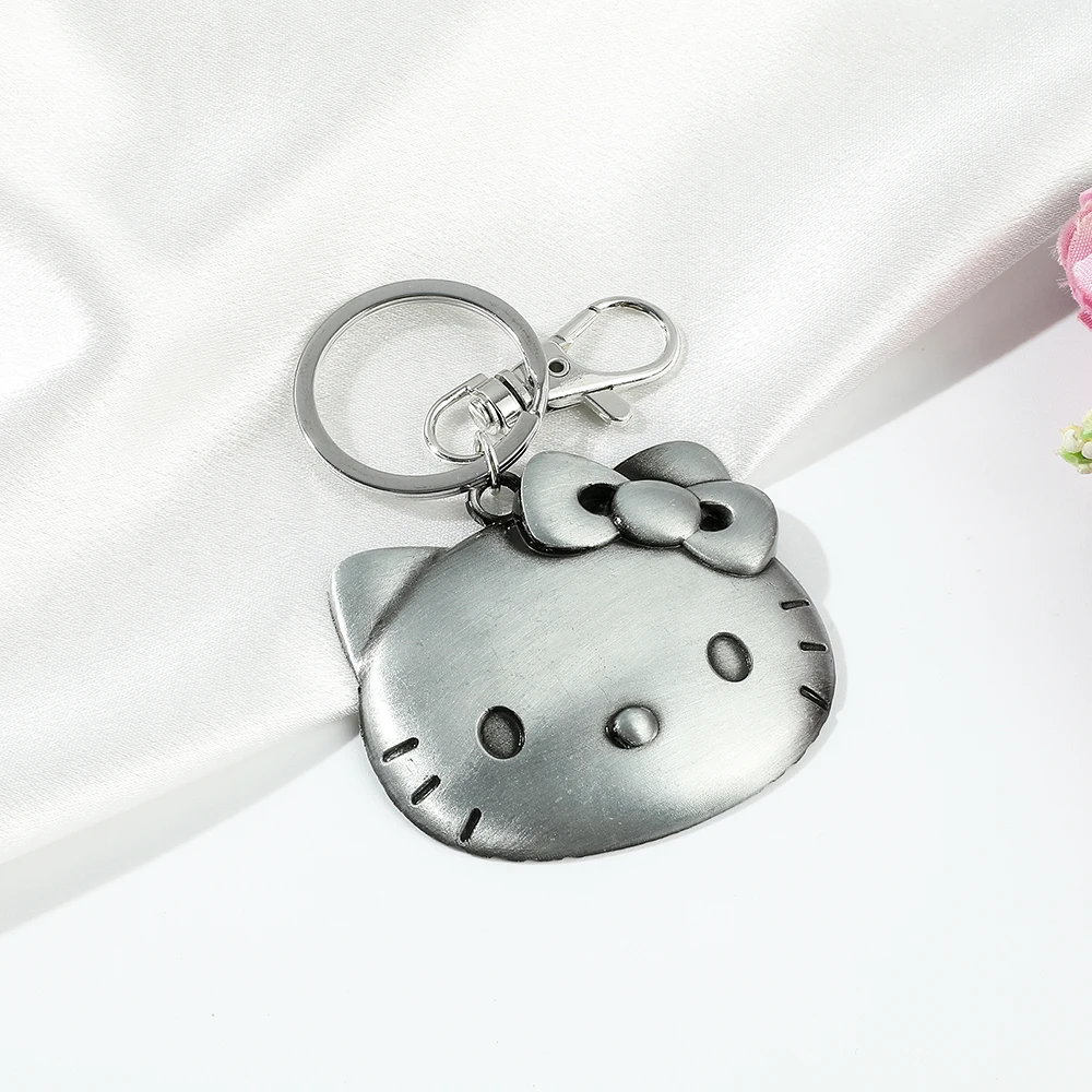 Anime Kawaii Sanrioes Hello Kitty Keychain Metal Pendant Holder