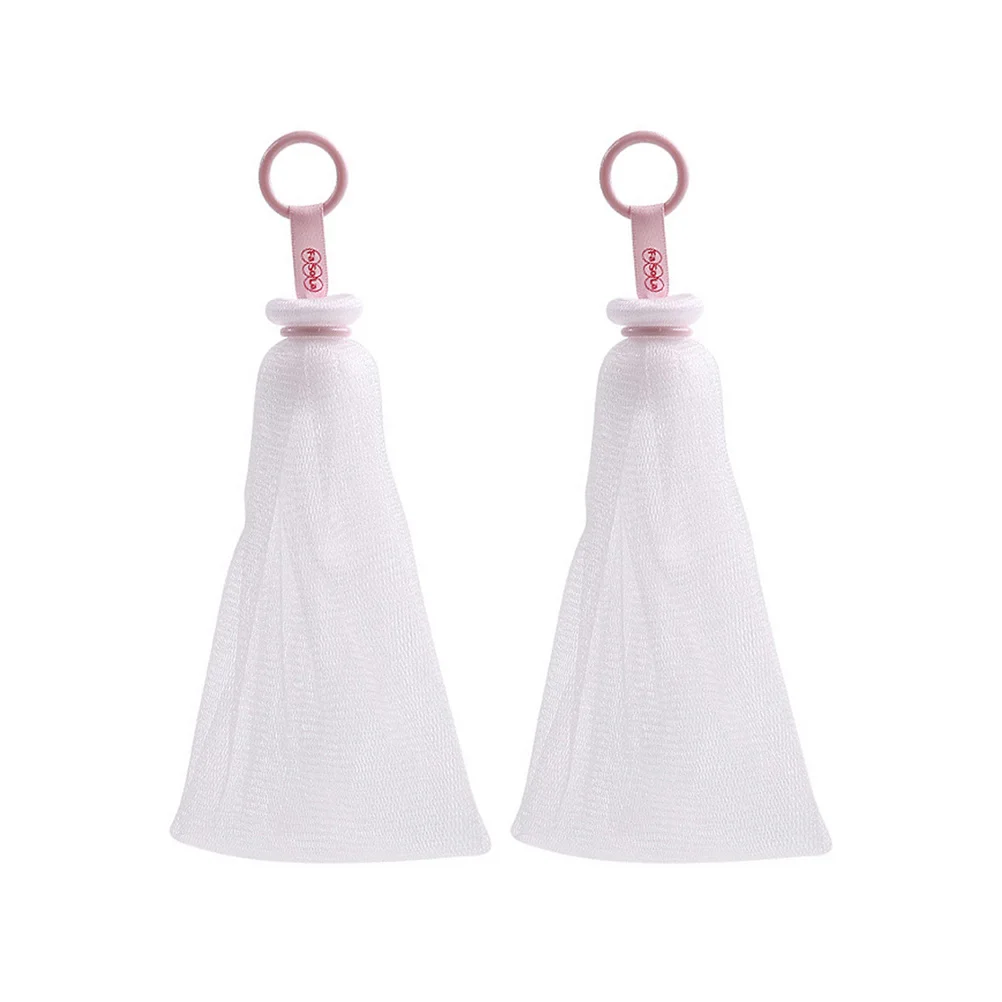 2 Pcs Net Towel Helper Foaming Drawstring Cleansing Handmade Pp Shower Nets foaming bath towel strip with drawstring dead skin remover towel pad for women men