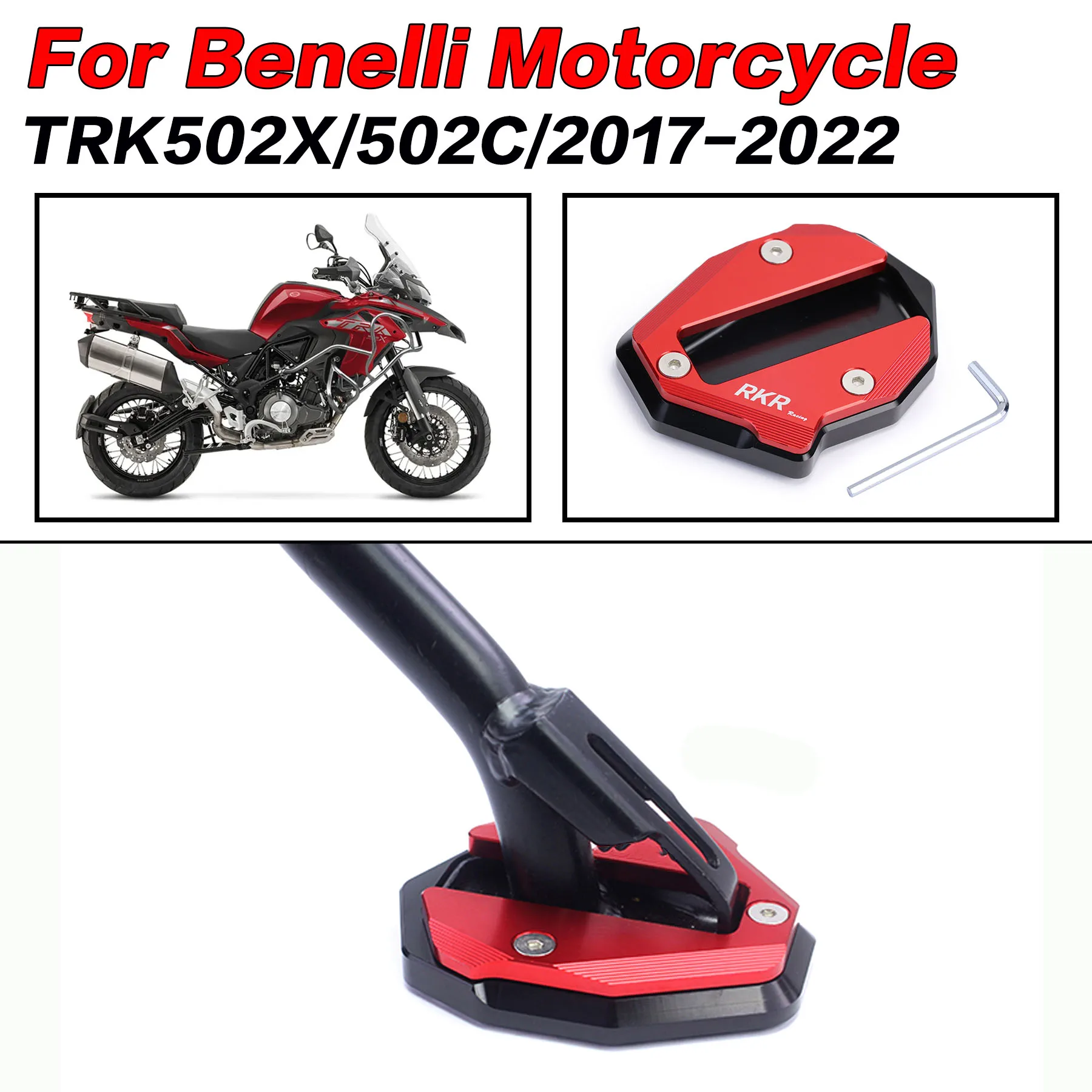 

Motorcycle Kickstand Enlarger Side Stand Pad Extension Support Plate For Benelli TRK 502X TRK 502C BN600 BN600GS BJ600 752S