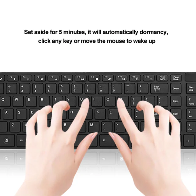 K-06 2.4G Wireless Keyboard and Mouse Combo Computer Keyboard with Mouse Plug and Play Black Keyboard Mouse for Laptop 4