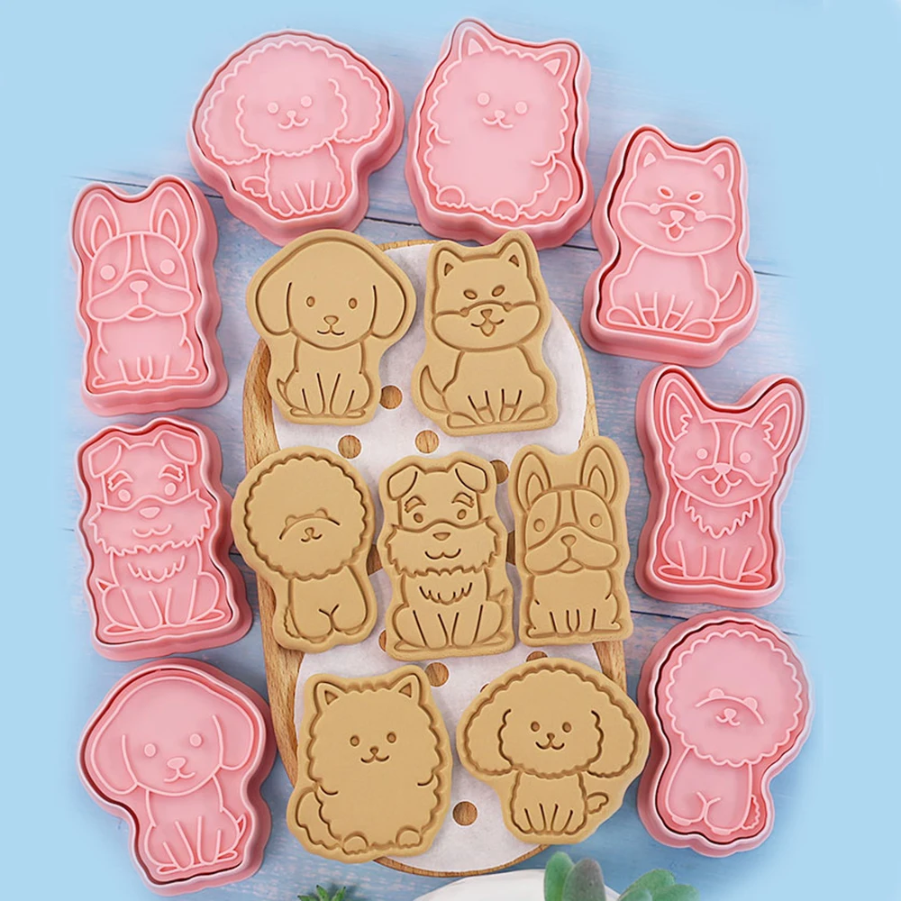 8Pcs/set Plastic 3D Cookie Cutters Cartoon Cute Cookie Molds Stamp Biscuit Cutter Kids Diy Baking Tools Kitchen Pastry Accessory Cookie Cutter Cookie Mould Cookie Printing Mold