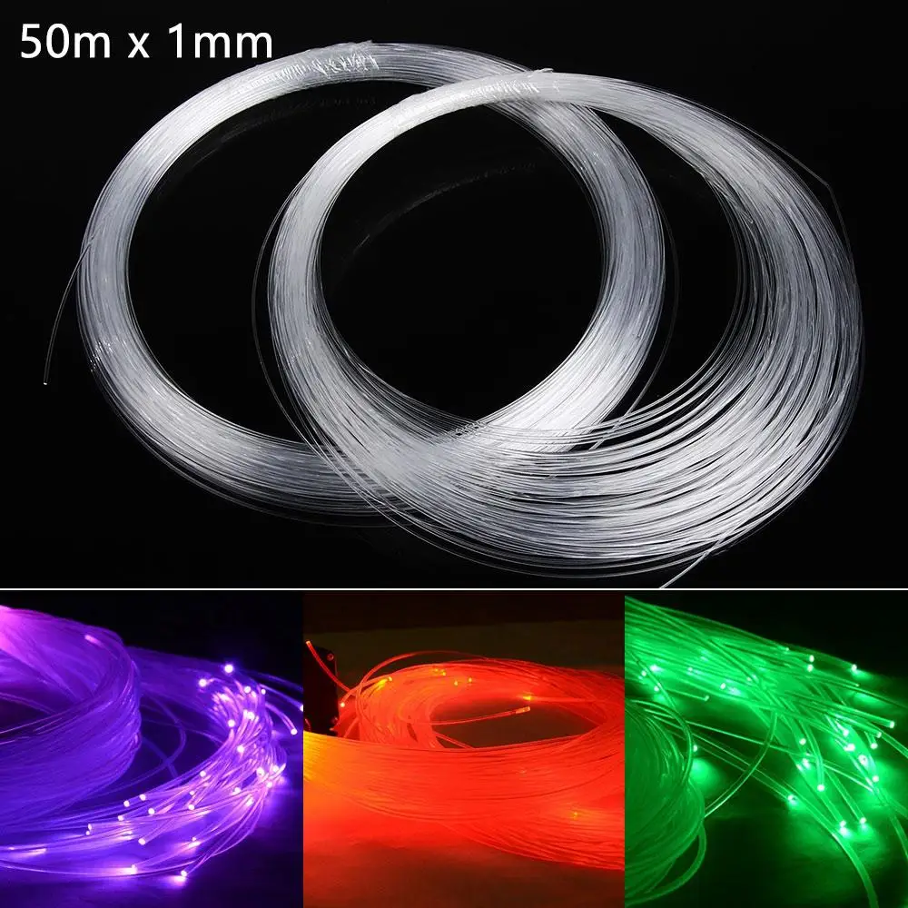 50mx0.75mm/1.0mm PMMA Plastic Fiber Optic Cable End Glow Led Light Clear DIY fiber optic cable
